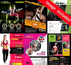 10个健身类传单模板合集(含人物素材)：10 Fitness Flyer Bundle Vol.01